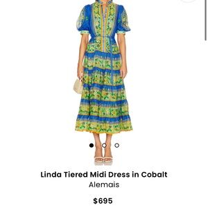 Alemais Linda tiered midi dress in cobalt